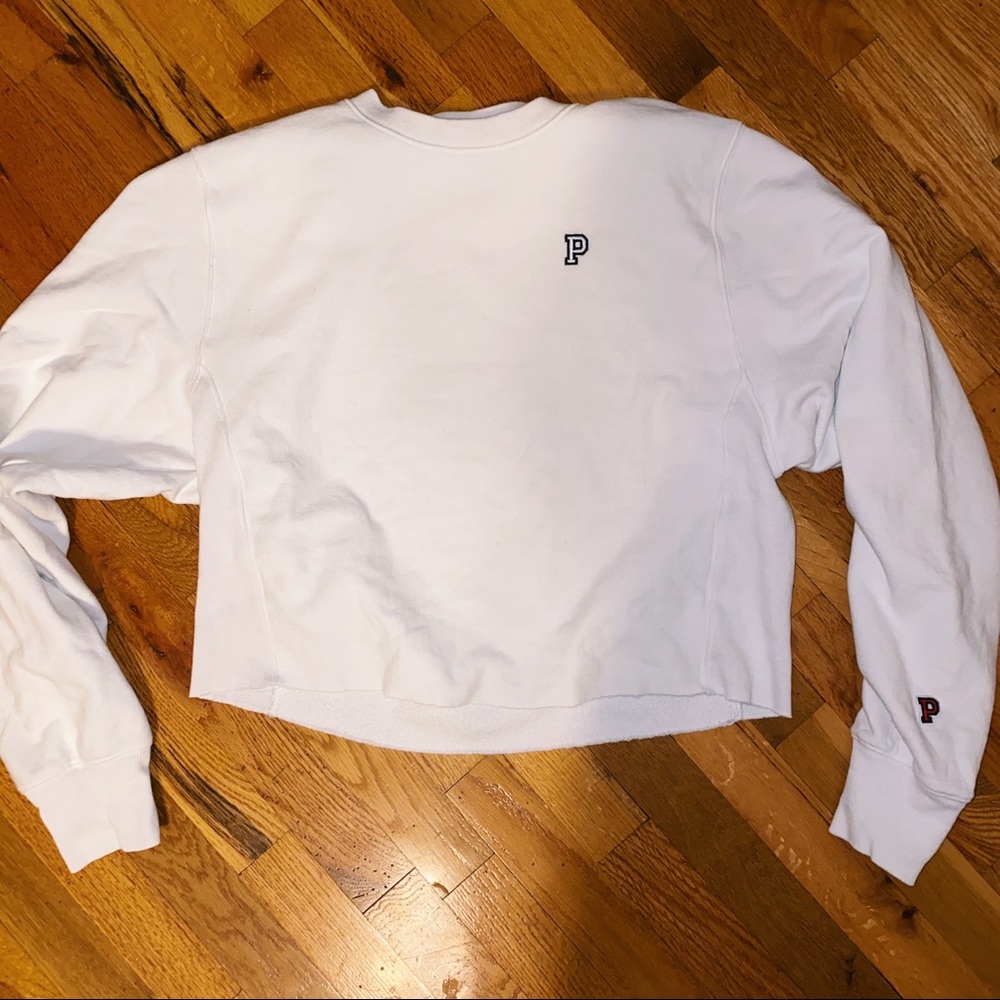 VS PINK White crop crewneck